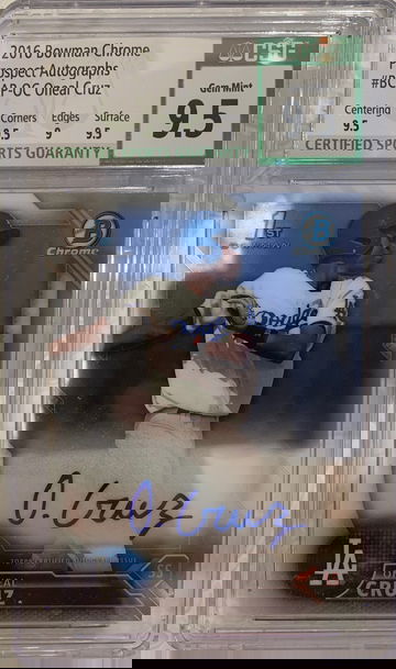2016 Bowman Chrome Oneal Cruz 1st Bowman Bowman Prospect Auto CSG 9.5 10 Auto gem mint