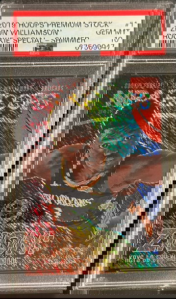 2019 Panini NBA Hoops Premium Stock Zion Williamson Rookie Special Shimmer Prizm Tmall Exclusive RC PSA 10