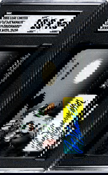 2003 Leaf Limited Joe Namath #LT-23 Team Trademarks Jersey Auto. SGC 9.5