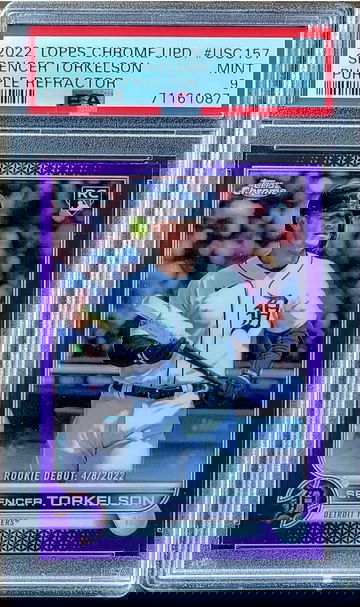 2022 Spencer Torkelson Topps Chrome PURPLE REFRACTOR PSA 9 Rookie RC #USC157