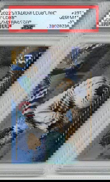 2022 TOPPS STADIUM CLUB CHROME GOLD REFRACTOR #251 TY COBB TIGERS PSA 10