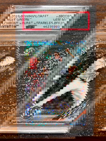 2019 Bowman Draft BDC50 Riley Greene Chrome-With Bat-Sparkles Refractor PSA 10