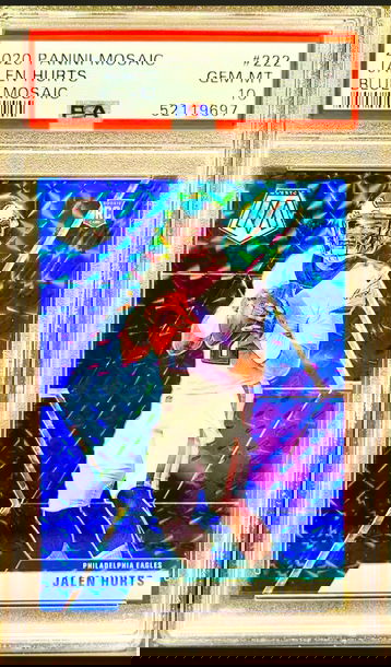 2020 PANINI MOSAIC JALEN HURTS #222 BLUE PRIZM /99 PSA 10