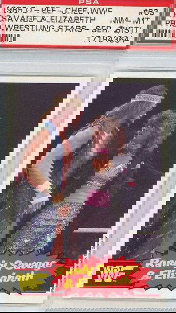 1985 OPC Randy "Macho Man" Savage & Elizabeth Rookie Card PSA 8