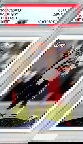 2009 TOPPS TOM BRADY #115 WITH HELMET NEW ENGLAND PATRIOTS PSA 9 MINT