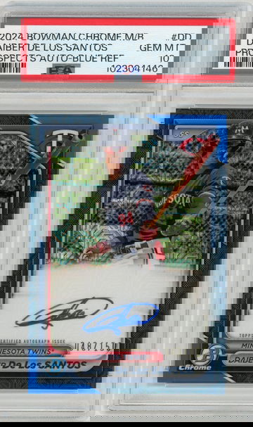 DAIBER DE LOS SANTOS 2024 Bowman Chrome 1st Blue Refractor Auto #48/150 PSA 10