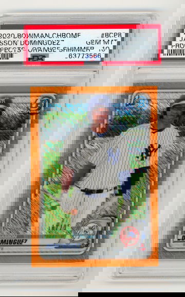 2020 Bowman Chrome JASSON DOMINGUEZ Orange Shimmer Refractor PSA 10 1st RC 18/25