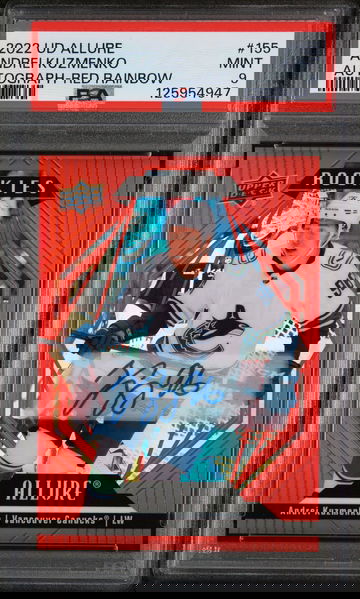 2022 Upper Deck Allure Autograph-Red Rainbow Andrei Kuzmenko #155 PSA 9