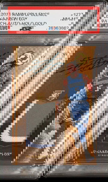 2017 Panini Opulence Patch Auto Holo Gold De’Aaron Fox #127 /10 PSA 8