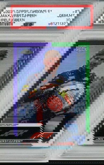 2023 TOPPS CHROME F1 PURPLE GREEN REFRACTOR #152 MAX VERSTAPPEN PSA 10 LOW POP