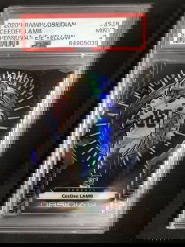 CEEDEE LAMB 2020 Panini Obsidian  #S18 Supernova Rookie EE Yellow #/10  PSA 9