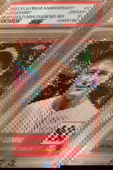 2022 Topps Chrome Platinum Lou Gehrig Rose Gold Mini Diamond /75 PSA 10 Gem Mint