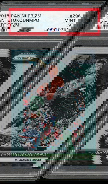 2018 Prizm #296 Giannis Antetokounmpo Silver Prizm PSA 9