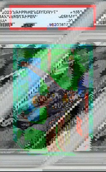 2023 TOPPS CHROME SAPPHIRE EDITION F1 AQUA #158 MAX VERSTAPPEN /99 PSA 10