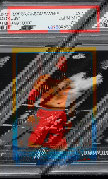 2015 Topps Chrome WWE Jimmy Uso Gold Refractor PSA 10