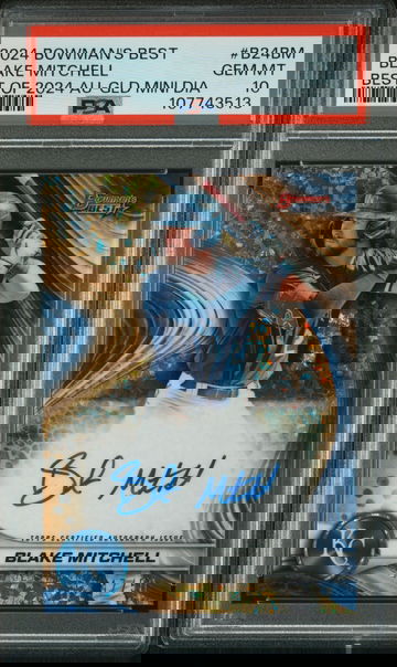 2020 Bowman’s Best Blake Mitchell Best of 2024 Mini Diamond Auto Autograph /50 PSA 10