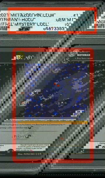 🦋 2021 Metazoo Pin Club X Nightfall Mystery Collection 1 Mothman-Holo PSA 10 🥶
