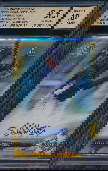2017 Bowman Chrome Jesus Sanchez Gold Refractor RC AUTO
