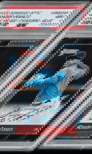 2022 Donruss Optic Retro '88 Pandora Blue Auto Wander Franco 8/15 PSA 9 Mint SP