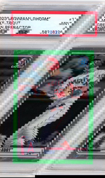 2020 Bowman Chrome #1 Mike Trout Green Refractor PSA 9 MINT!