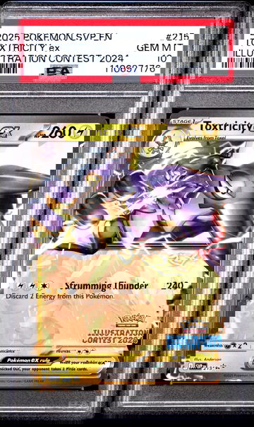 2025 Pokemon Scarlet and Violet Black Star Promo Illustration Contest 2024 Winner Toxtricity Ex #215 PSA 10