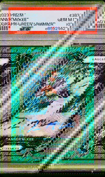 2023 Prizm TANNER MCKEE Rookie Green Shimmer Auto /5 PSA 10