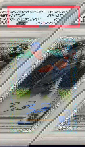 Bobby Witt Jr 2020 Bowman Chrome Speckle Refractor Auto PSA 10
