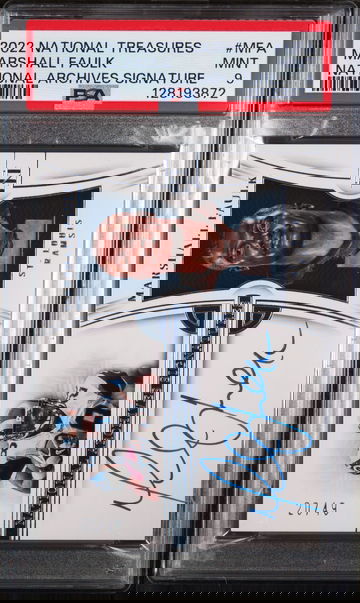 2022 Panini National Treasures National Archives Signature Marshall Faulk #MFA /49 PSA 9