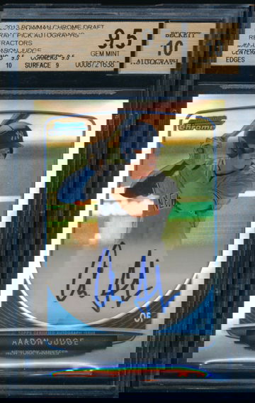 BGS 9.5/10 GEM MINT Aaron Judge Autograph Auto 2013 Bowman Chrome Draft Pick Autographs Refractor #AJ