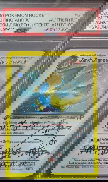 2000 Pokemon Rocket 1st Edition Dark Dragonite Signed by Mitsuhiro Arita Authentic w/ 10 auto