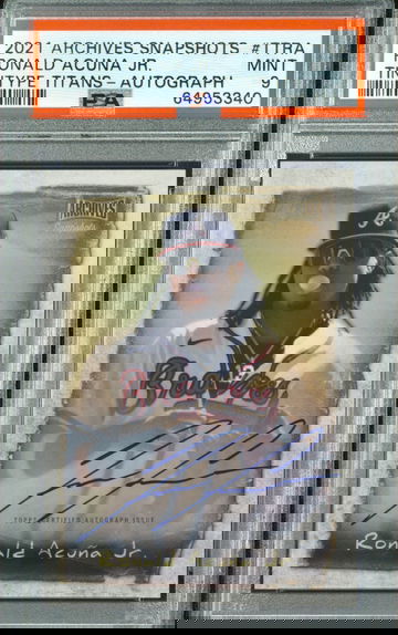 2021 Topps Archives Snapshots Ronald Acuna Jr Tintype Titans Auto /50 PSA 9 Mint