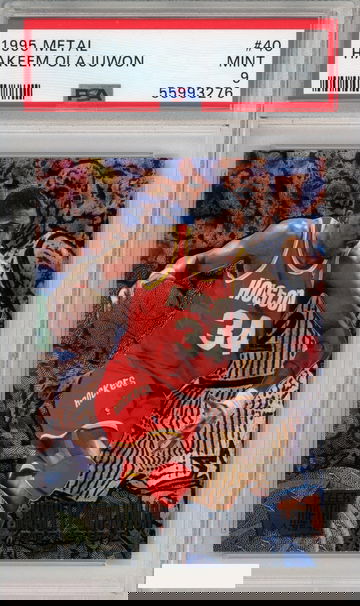 1995 METAL HAKEEM OLAJUWON #40 HOUSTON ROCKETS HOF PSA 9 MINT