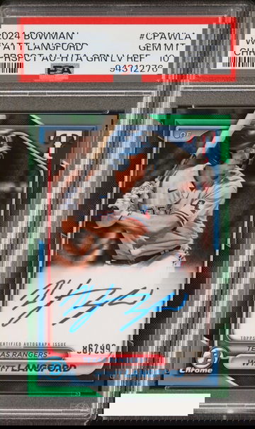 2024 BOWMAN CHROME PROSPECT AUTO WYATT LANGFORD HTA GREEN LAVA OF 99 RC PSA 10