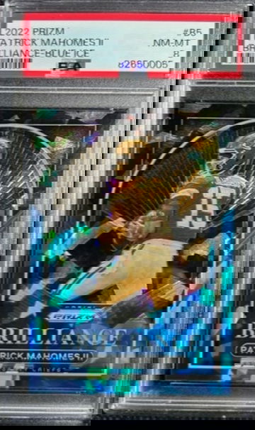 2022 Prizm Brilliance Blue Ice /99 #B5 PATRICK MAHOMES PSA 8 Kansas City Chiefs