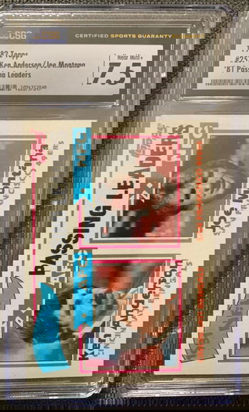 1982 Topps Passing Leader Joe Montana CSG 7.7 NM+