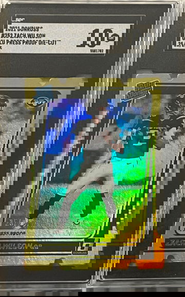 2021 Donruss Zach Wilson Gold Press Proof Die-Cut SGC 10