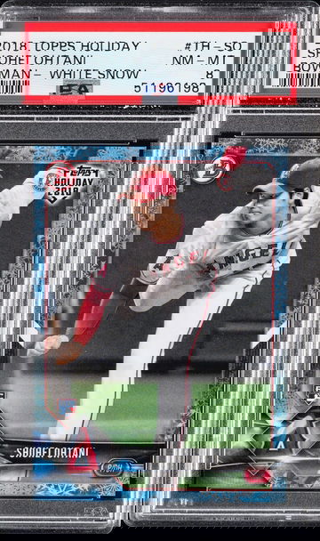 Shohei Ohtani 2018 Topps Holiday Bowman White Snow Rookie Card /50 #TH-SO PSA 8