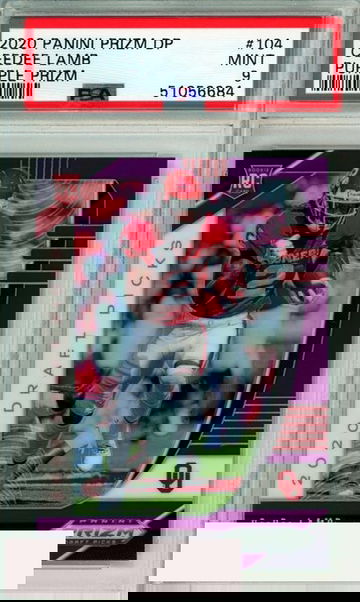 2020 PANINI PRIZM DRAFT PICKS PURPLE PRIZM CEEDEE LAMB #104 ROOKIE PSA MINT 9