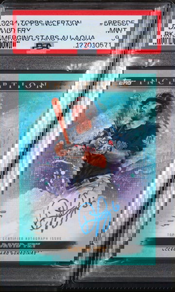 2024 Topps Inception Base Rookie and Emerging Star Autographs Aqua David Fry #BRESDF /50 PSA 9