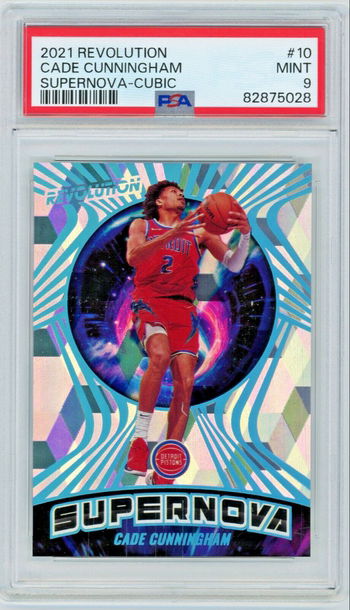 CADE CUNNINGHAM 2021-22 Panini Revolution SUPERNOVA CUBIC Rc #36/50 PSA 9