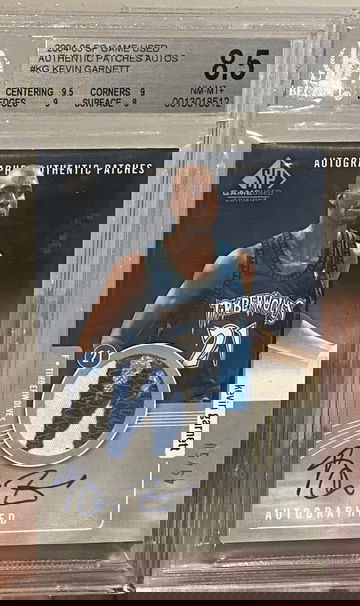 2004 SP Game Used Kevin Garnett Authentic Patches Auto #’d /50 BGS 8.5 Auto 10