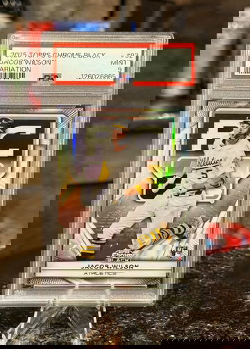 2025 Topps Chrome Black JACOB WILSON RC ROOKIE VARIATION REFRACTOR A’s PSA 9 MT