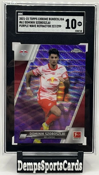 2021 Topps Chrome Bundesliga Dominik Szoboszlai #61 Purple Wave Ref. /299 SGC 10