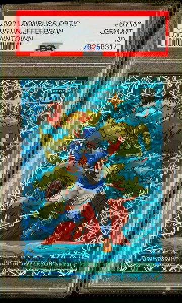 2021 Justin Jefferson Panini Donruss Optic Downtown Prizm Lazer PSA 10 #DT-16 Laser SP