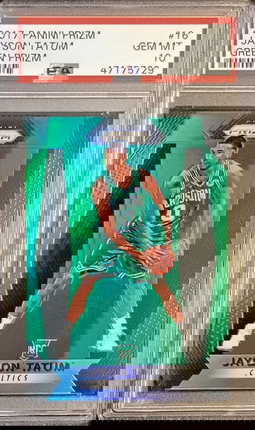 2017 Panini Prizm Green Jayson Tatum RC #16 PSA 10 Gem MInt