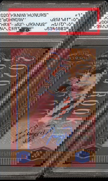 2020 Panini Honors Joe Burrow RC Auto Orange /25 PSA DNA 10/10 Rookie