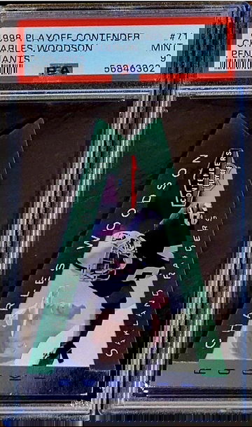 1998 SSP CHARLES WOODSON Playoff Contenders GREEN FELT DIE-CUT Pennants PSA 9 Rookie