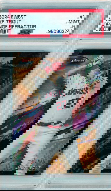 2024 Finest #1 Mike Trout Orange Refractor PSA 9 MINT!