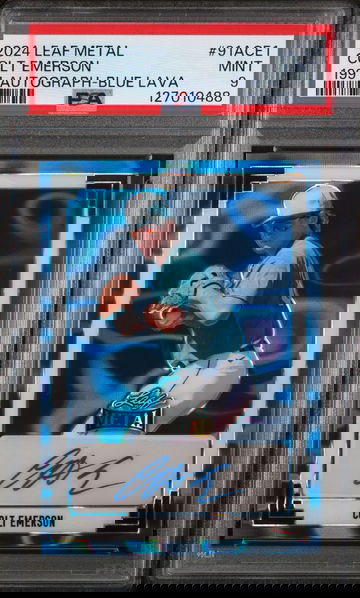 2024 Leaf Metal 1991 Leaf Autographs Blue Lava Colt Emerson #91ACE1 /15 PSA 9