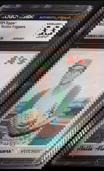 1970 Topps #502 Rollie Fingers CGC 5.5 JSA Auto 10